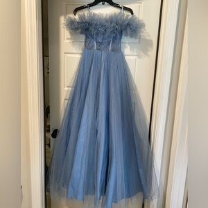 BCX Blue Lace and Tulle Junior Dress